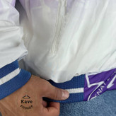 سویشرت مردانه شمعی ضدآب چاپی داخل پشمی سفید بنفش نمای دوخت