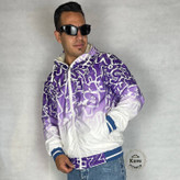 سویشرت مردانه شمعی ضدآب چاپی داخل پشمی سفید بنفش نمای چپ