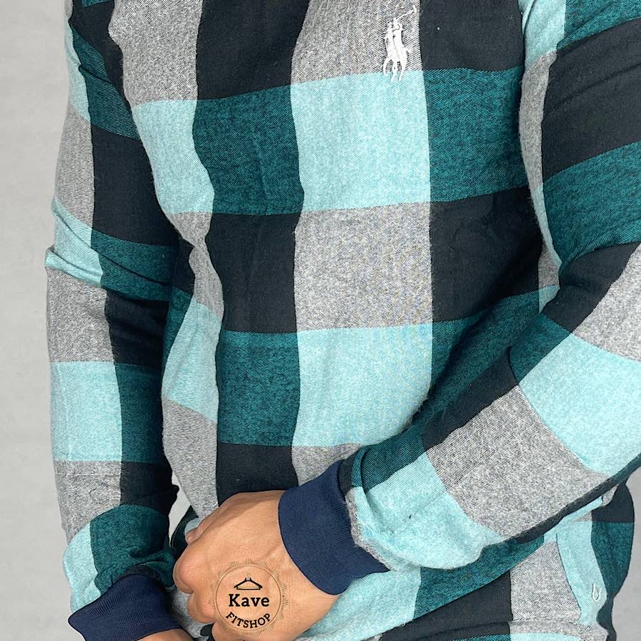 دورس مردانه موهر چهارخانه مشکی سبز با طرح مدرن و آستین بلند – مناسب پاییز و زمستان