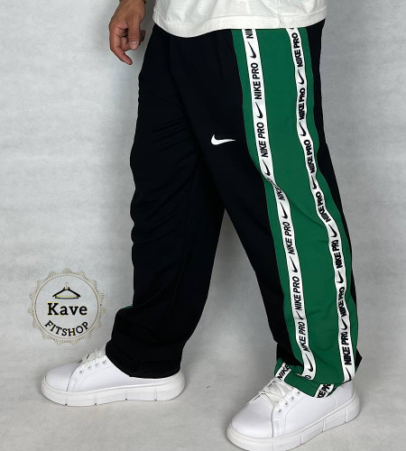 شلوار پسرانه مدل بگ پنبه ۲نوار نایک سفید سبز