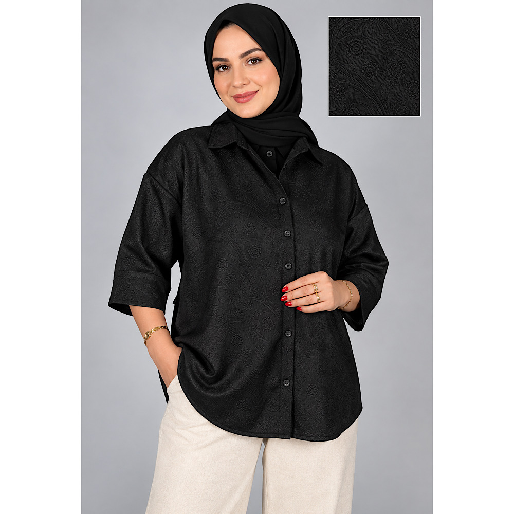 شومیز زنانه طرح حرارتی مشکی سبک تابستانی شیک